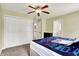 Inviting bedroom has great closet space, neutral walls, and a ceiling fan at 4197 E 250 S, Franklin, IN 46131