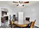 The dining area has a ceiling fan, and it is adjacent to the kitchen area at 4197 E 250 S, Franklin, IN 46131