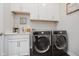 Convenient laundry room featuring modern washer and dryer units plus ample counter space at 5020 Eldon Dr, Noblesville, IN 46062