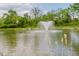 Scenic pond with a fountain surrounded by lush green trees and natural grasses at 5020 Eldon Dr, Noblesville, IN 46062