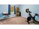 Bright bedroom with exercise bike and bookshelf next to the window at 6462 Wings Ct, Brownsburg, IN 46112