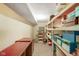 Basement storage room features ample shelving, suitable for keeping organized at 6794 E Ann St, Camby, IN 46113