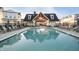 Community pool with lounge chairs, a covered pavilion, and landscaped surroundings at 965 Astor Ln, Carmel, IN 46032