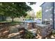 Outdoor kitchen and pool area make this backyard an entertainer's dream, with a grilling space and room for activities at 107 W Columbine Ln, Westfield, IN 46074