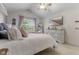 Bright bedroom with vaulted ceiling, decorated with pink accents and comfortable furnishings at 10988 Eaton Ct, Fishers, IN 46038