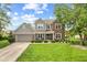 Charming two-story home with a brick facade, manicured lawn, and inviting front porch, radiating curb appeal at 10988 Eaton Ct, Fishers, IN 46038