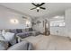 Open-concept living area with views into kitchen at 10988 Eaton Ct, Fishers, IN 46038