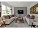 Spacious living room with two couches and a modern design at 11912 Vale St, Indianapolis, IN 46235