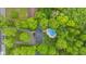 Aerial shot of a property with lush greenery, showcasing the in-ground pool and surrounding landscape at 1829 Kessler Blvd W Dr, Indianapolis, IN 46228
