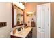 This bathroom has a modern vanity, mirror and fixtures at 3348 Fox Orchard Cir, Indianapolis, IN 46214
