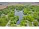 Expansive aerial view showcasing a tranquil lake surrounded by vibrant green forests and rural landscapes at 4154 W Briarwood Lake S Dr, Monrovia, IN 46157