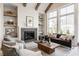 Inviting living room featuring fireplace, plush seating, and large windows with natural light at 4190 Hartswick Ct, Zionsville, IN 46077