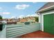 Outdoor balcony featuring wood floors with view of rooftops and buildings in the distance at 455 S Pine St # 4, Indianapolis, IN 46203