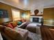 Warm and inviting living area with a fireplace, plush seating, and rich wood floors at 5433 Brendonridge Rd, Indianapolis, IN 46226