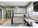 Modern kitchen with stainless steel appliances, butcher block countertops, and ample cabinet space at 752 N Leland Ave, Indianapolis, IN 46219