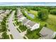 Scenic aerial view of a neighborhood with a pond and lush greenery at 7559 Pipestone Dr, Indianapolis, IN 46217