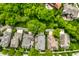 A scenic neighborhood featuring lush trees, well-maintained homes, and paved streets from an aerial perspective at 7601 W Stonegate Dr, Zionsville, IN 46077