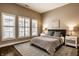 Bright bedroom with a plush gray carpet, large windows with shutters, and neutral decor at 7601 W Stonegate Dr, Zionsville, IN 46077