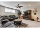 Finished basement recreation area featuring a theater system and comfortable seating at 10784 Giselle Way, Fishers, IN 46040