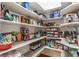 Walk-in pantry offering ample shelving for storing groceries and household items at 10784 Giselle Way, Fishers, IN 46040