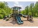 Outdoor playground featuring climbing structures, slides, and a shaded canopy for fun and recreation at 10784 Giselle Way, Fishers, IN 46040