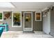 Covered patio area with neutral siding and trim, windows, and door leading into the home at 140 Meridian Hills Blvd, Indianapolis, IN 46260