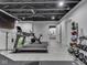 Finished basement featuring a home gym with mirrors, treadmill, and stationary bike at 14464 Gainesway Cir, Fishers, IN 46040