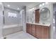 Bathroom with soaking tub, double sink vanity, and neutral decor at 1751 S Centennial Ave, New Palestine, IN 46163