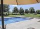 Beautiful in-ground pool with concrete surround and ladder, nestled in a private backyard with mature trees at 1751 S Centennial Ave, New Palestine, IN 46163