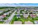 High aerial view of a residential area featuring neat landscaping and homes with fenced backyards at 2201 Schoolmarm Dr, Greenfield, IN 46140