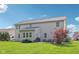 Large backyard features a spacious patio with comfortable seating and beautifully manicured lawn at 3267 Cimmaron Ash Ct, Zionsville, IN 46077