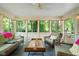 Inviting sunroom with multiple windows offering views of the surrounding greenery at 38 Hawthorne Ct, Carmel, IN 46033