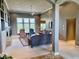 Spacious living room with high ceilings, fireplace, and an open floor plan at 5200 W Shoreline Ter, Muncie, IN 47304