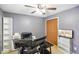 Office featuring neutral walls and carpet and a ceiling fan at 5361 Cradle River Ct, Indianapolis, IN 46221