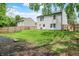 Well maintained backyard features a wooden privacy fence, a grassy lawn and mature trees at 6809 Amber Springs Way, Indianapolis, IN 46237