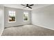Bedroom featuring gray walls, carpet floors, ceiling fan, and double window to let in natural light at 714 Thornburg Pkwy, Brownsburg, IN 46112