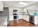Modern kitchen with stainless steel appliances, granite counters, and subway tile backsplash at 714 Thornburg Pkwy, Brownsburg, IN 46112