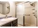 Bathroom featuring a glass door shower and vanity at 9118 Hardwood Ct, Indianapolis, IN 46250