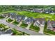 Aerial view of a residential community featuring well-manicured lawns and tree-lined streets. Golf course in the background at 20010 Prescott Pl, Westfield, IN 46074