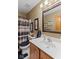 Bathroom with neutral walls, vanity with sink, framed mirror, and decorative shower curtain at 205 Canaan Ct, Mooresville, IN 46158