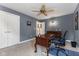 Home office featuring a wooden desk, natural light, a comfortable chair, and wall art at 248 Runyon Ct, Greenwood, IN 46142