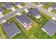 Aerial view of a modern neighborhood showing manicured lawns and outdoor seating areas at 3463 Sunnyvale Dr, Brownsburg, IN 46112
