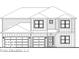 Blueprint drawing of a two-story home with a two-car garage and a classic, symmetrical facade at 5533 Tart Blvd, Indianapolis, IN 46239