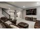 Finished basement featuring a entertainment area, neutral walls, carpeted floors, and recessed lighting at 14805 Chamberlain Dr, Westfield, IN 46074