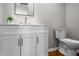 Stylish bathroom features a white vanity, modern sink, and a matching toilet at 1825 E Maryland St, Indianapolis, IN 46201