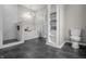 Elegant bathroom showcasing marble accents, a soaking tub, and a separate shower at 1825 E Maryland St, Indianapolis, IN 46201