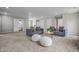 Spacious living room with two couches, ottomans, and carpet flooring at 1825 E Maryland St, Indianapolis, IN 46201