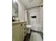 Updated bathroom featuring a tub, shower, and granite countertop at 204 Meadow Creek S Dr, Whiteland, IN 46184
