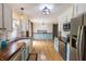 Charming kitchen with white cabinets, wooden countertops, stainless steel appliances, and a large farmhouse sink at 2935 N Grizzly Ln, Martinsville, IN 46151