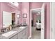 Bathroom featuring a double vanity, modern fixtures, and ample counter space at 3592 Gillsland Rd, Bargersville, IN 46106